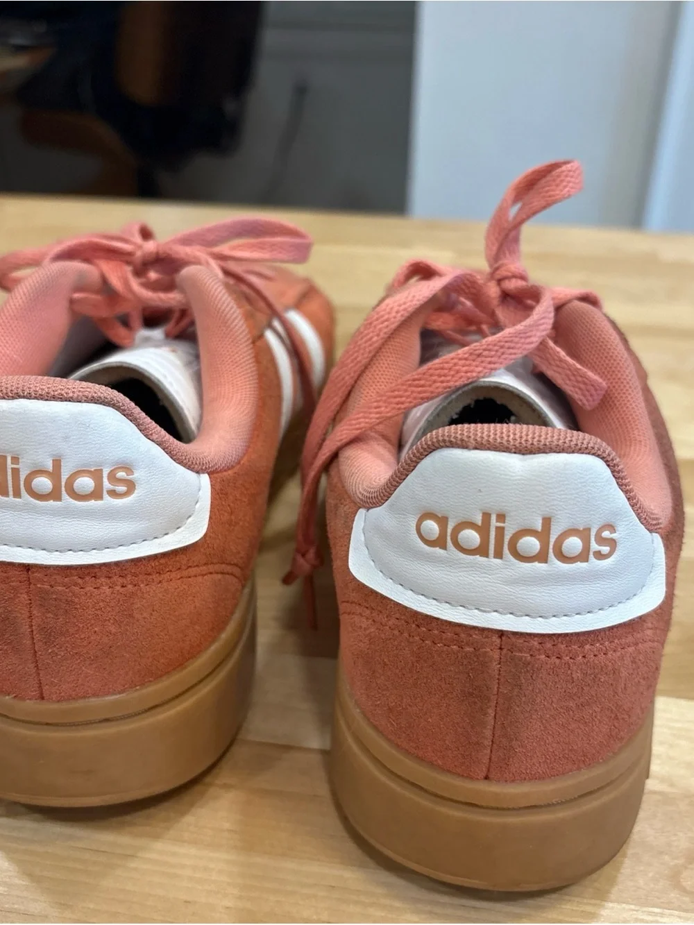 adidas Grand Court Alpha Coral/White Suede Gum Sole Sneakers Mens 10